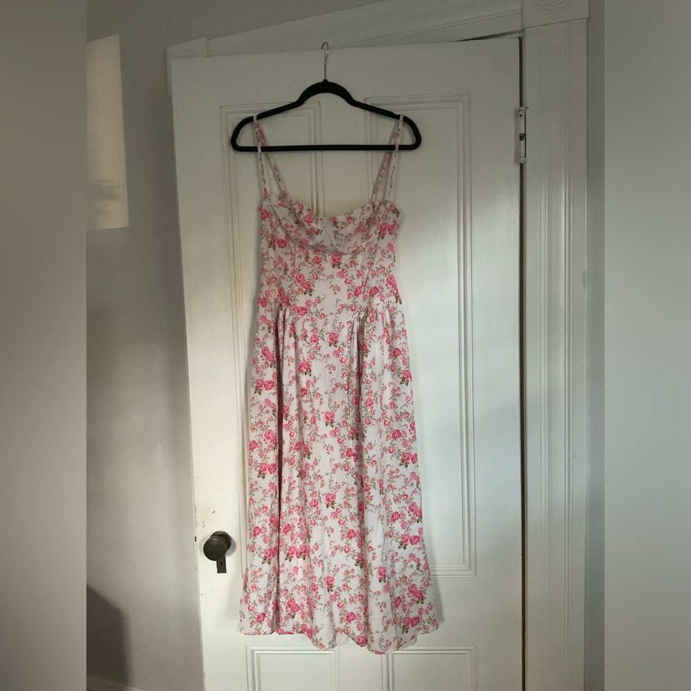 Brand New never been worn - midi pink and white floral dress